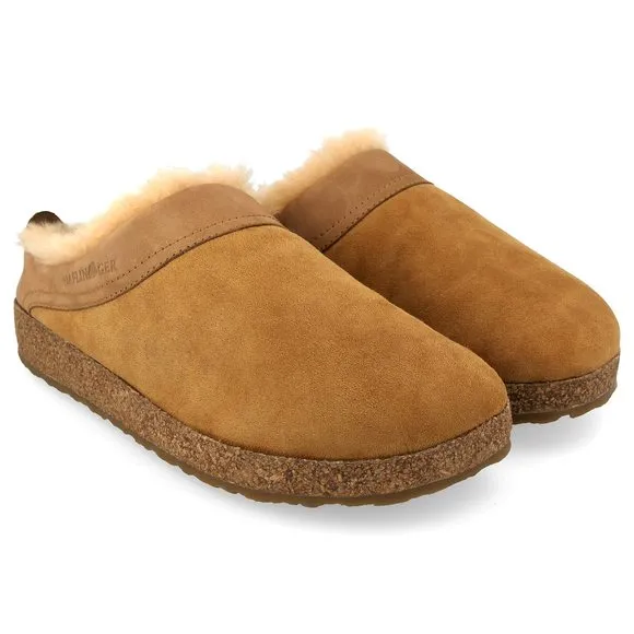 HAFLINGER SNOWBIRD LAMBSKIN LEATHER CLOG UNISEX TAN EU 38