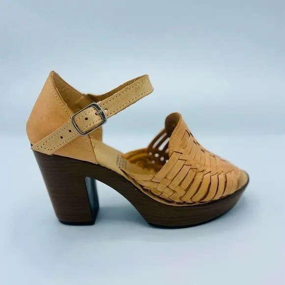 Handmade with genuine leather, Nude Open-Toe High Heels