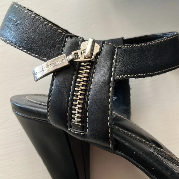 HARLEY DAVIDSON leather spike heels 10