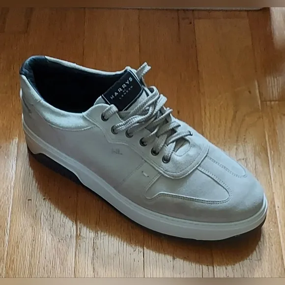HARRYS OF LONDON MEN'S GRAY SUEDE LEATHER UPPER OXFORDS SIZE 44 MADE IN PORTUGAL