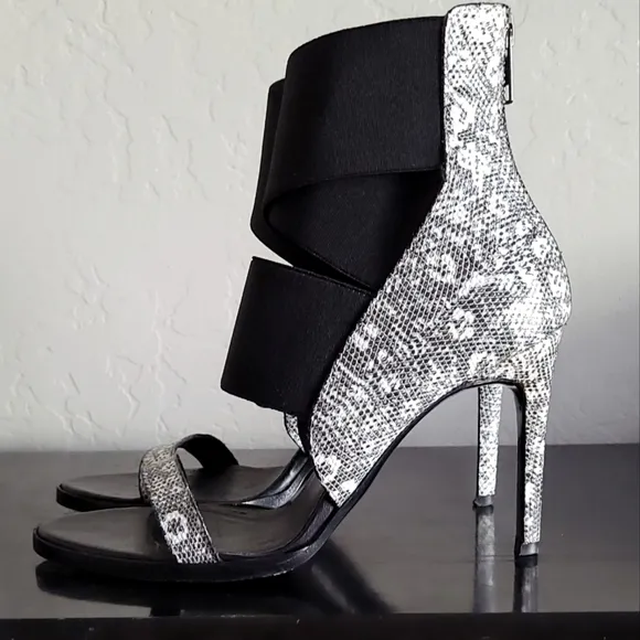Helmut Lang Mimeo Reptile Sandal Ankle Wrap Heels
