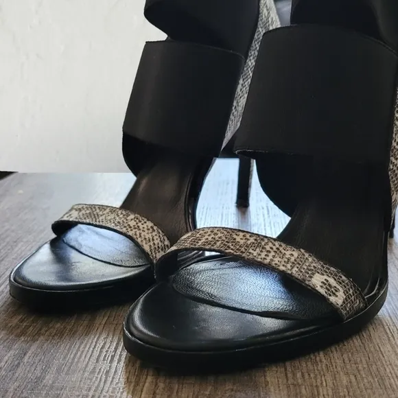 Helmut Lang Mimeo Reptile Sandal Ankle Wrap Heels