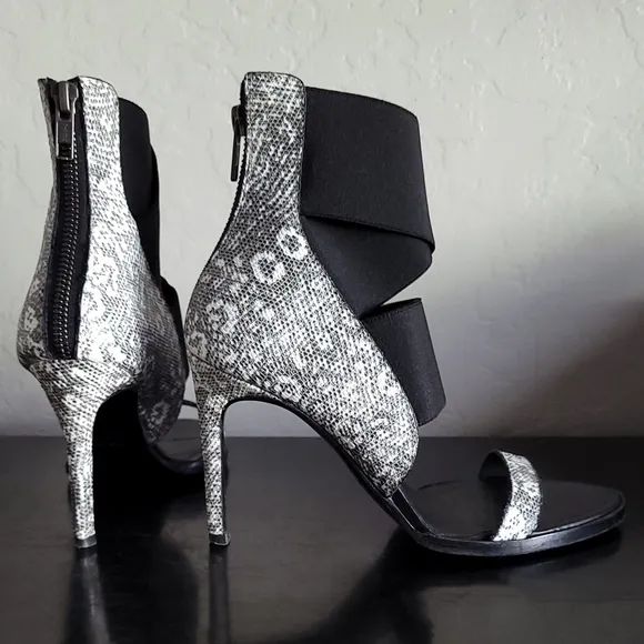 Helmut Lang Mimeo Reptile Sandal Ankle Wrap Heels