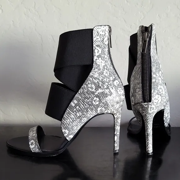 Helmut Lang Mimeo Reptile Sandal Ankle Wrap Heels