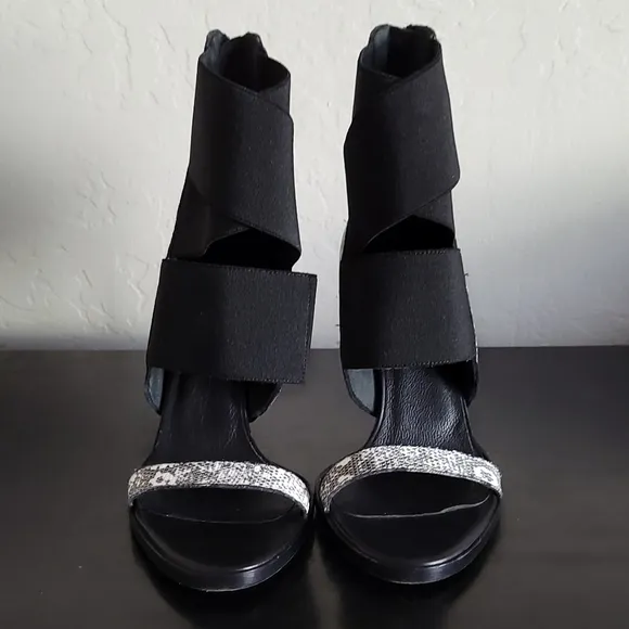 Helmut Lang Mimeo Reptile Sandal Ankle Wrap Heels