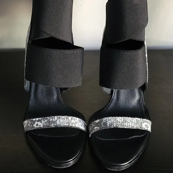 Helmut Lang Mimeo Reptile Sandal Ankle Wrap Heels