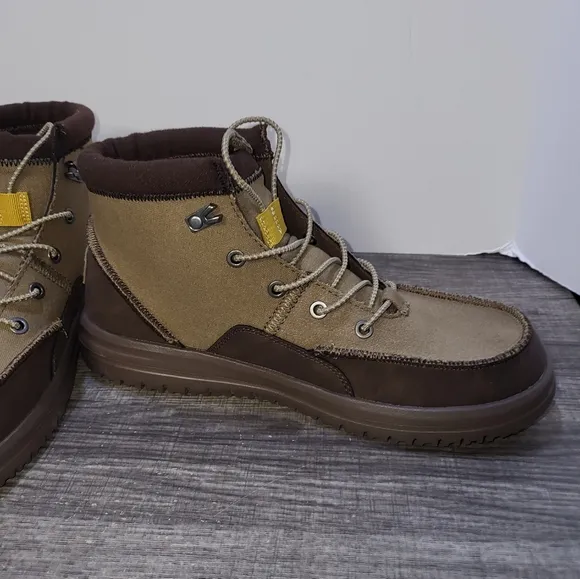 Hey Dude Bradley Boot Mens 10 Brown Waxed Canvas  Slip On Lightweight