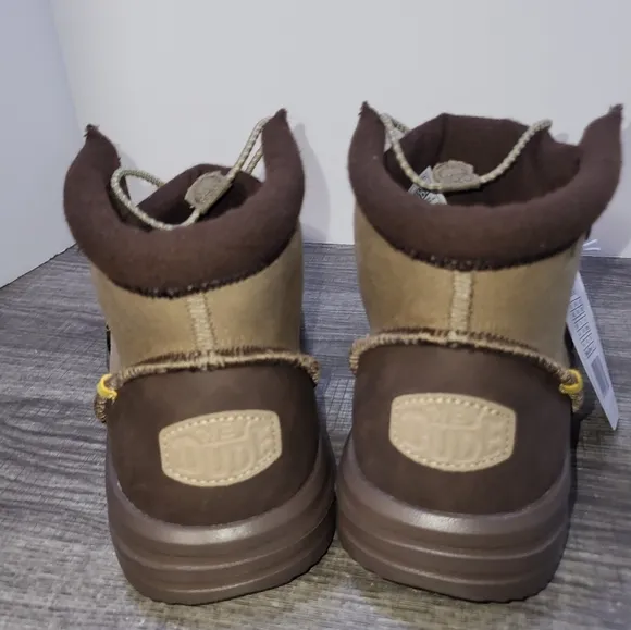 Hey Dude Bradley Boot Mens 10 Brown Waxed Canvas  Slip On Lightweight