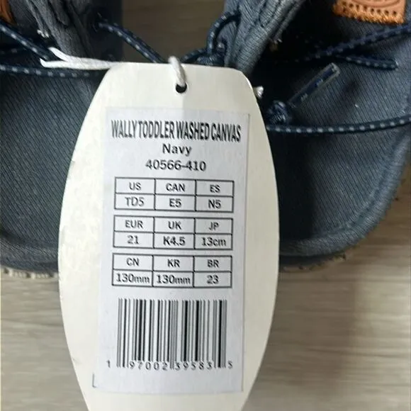 Hey dude, toddler boys Wally washed canvas loafer size TD 5 navy nwt