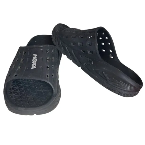HOKA ONE ONE Black Recovery Slides Thick Sole Minimalist Design Mens 8 Womens 10
