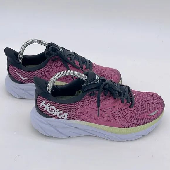HOKA ONE ONE Clifton 8 &quot;Ibis Rose Pink Green' Womens Running Shoes Size 7.5B