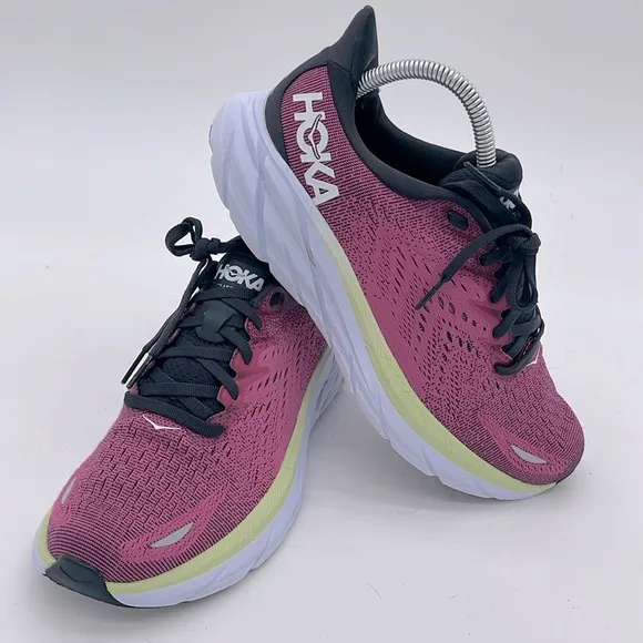 HOKA ONE ONE Clifton 8 &quot;Ibis Rose Pink Green' Womens Running Shoes Size 7.5B