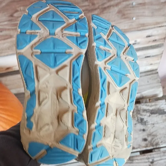 Hoka Stinson AtR 6 Tan and Yellow Athletic Shoes with Maximalist Cushioning