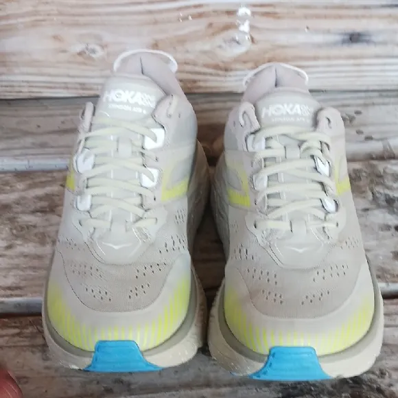 Hoka Stinson AtR 6 Tan and Yellow Athletic Shoes with Maximalist Cushioning