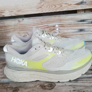 Hoka Stinson AtR 6 Tan and Yellow Athletic Shoes with Maximalist Cushioning