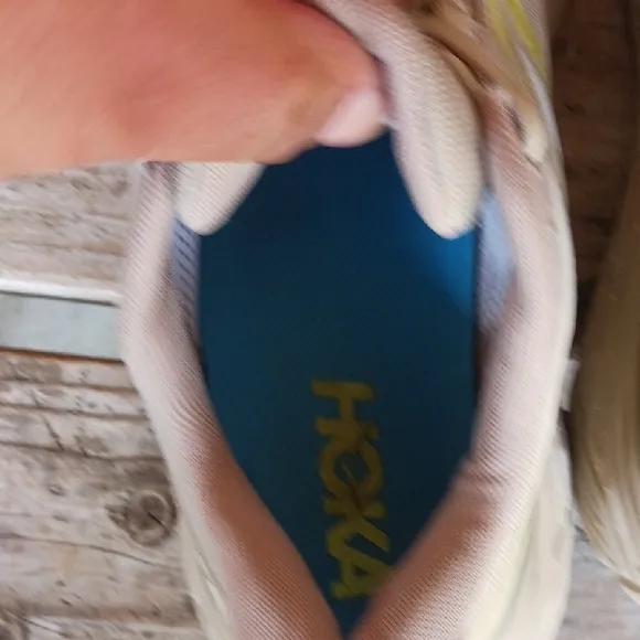 Hoka Stinson AtR 6 Tan and Yellow Athletic Shoes with Maximalist Cushioning