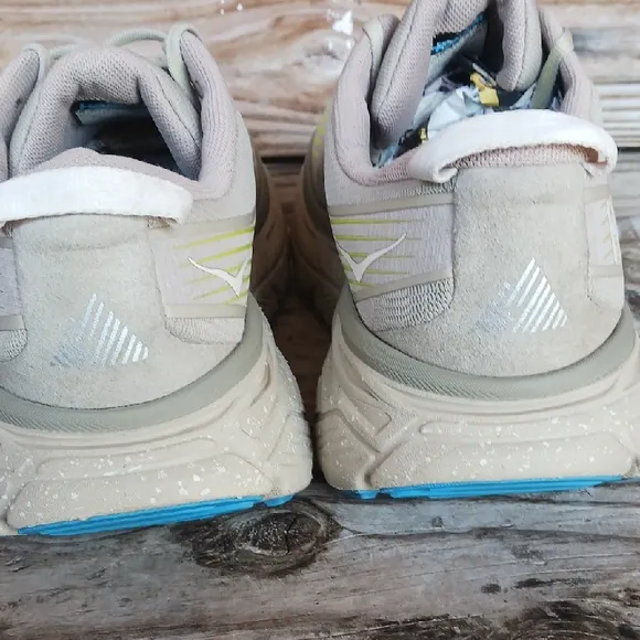 Hoka Stinson AtR 6 Tan and Yellow Athletic Shoes with Maximalist Cushioning