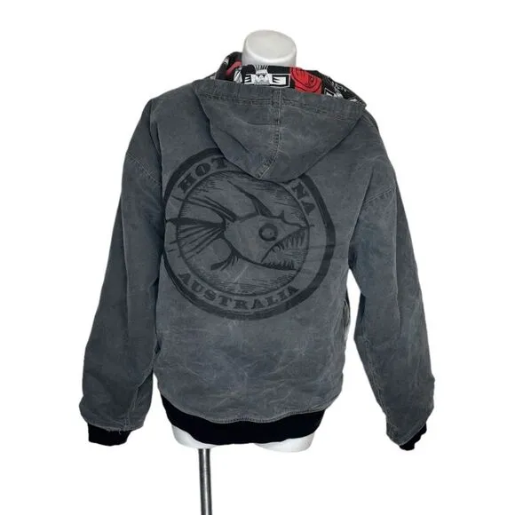 HOT TUNA Australia Jacket Insulated Grey Cotton Canvas Surf Brand Size Large