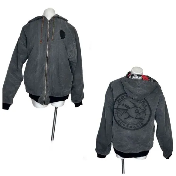 HOT TUNA Australia Jacket Insulated Grey Cotton Canvas Surf Brand Size Large