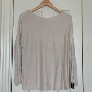 🎉HP🎉 Valentine's Day Soft Pink Faux Pearls Sz M Pullover Sweater Long Sleeve