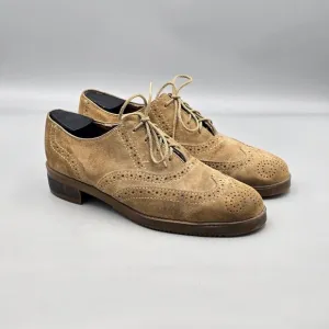 Hush Puppies Men's Size 9.5 M Vintage VGC Tan Siede Leather Brogue Dress Oxfords