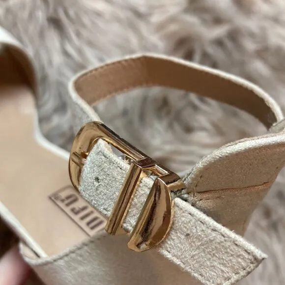 IDIFU Vida Nude Suede Ankle Strap Open-toe Platform Heels