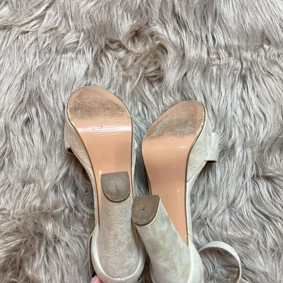 IDIFU Vida Nude Suede Ankle Strap Open-toe Platform Heels