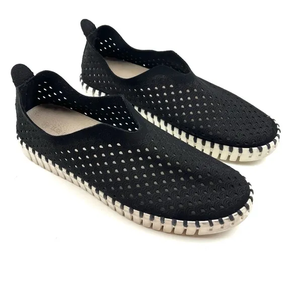Ilse Jacobsen Tulip lightweight laser-cut black comfort shoes size 8.5