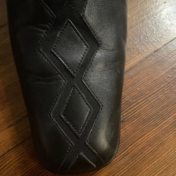Immagini Black Leather Square Toe Womens Heels Size 40 D'Orsay 2.5 Inch Heel