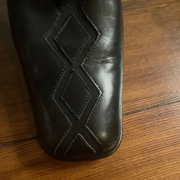 Immagini Black Leather Square Toe Womens Heels Size 40 D'Orsay 2.5 Inch Heel