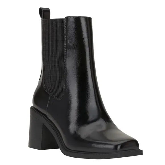 INC Women's Mapiya Mapiya Square Toe Block Heel Booties Black Size 7 1/2