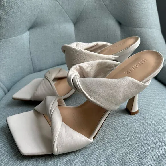 INGILIZ Betty 30 Ivory Leather Sandal Square Open-toe Mule