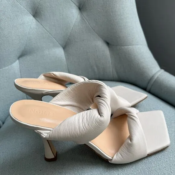 INGILIZ Betty 30 Ivory Leather Sandal Square Open-toe Mule