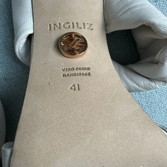 INGILIZ Betty 30 Ivory Leather Sandal Square Open-toe Mule