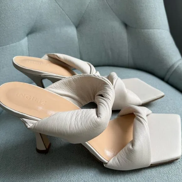 INGILIZ Betty 30 Ivory Leather Sandal Square Open-toe Mule