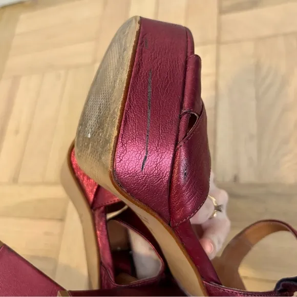 Intentionally Blank x Anthropologie Metallic Platform Open Toe Heels