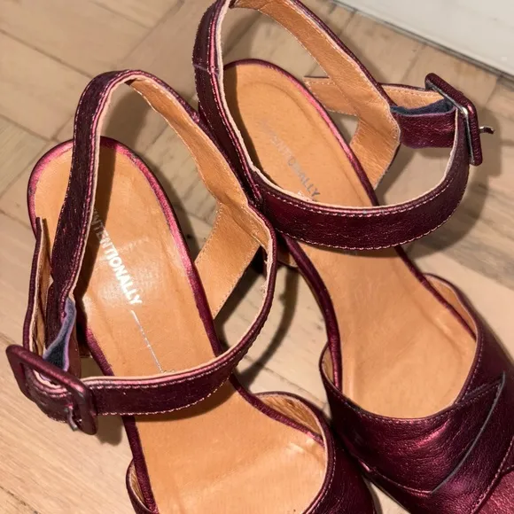 Intentionally Blank x Anthropologie Metallic Platform Open Toe Heels
