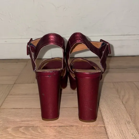 Intentionally Blank x Anthropologie Metallic Platform Open Toe Heels