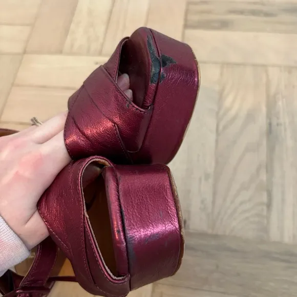 Intentionally Blank x Anthropologie Metallic Platform Open Toe Heels