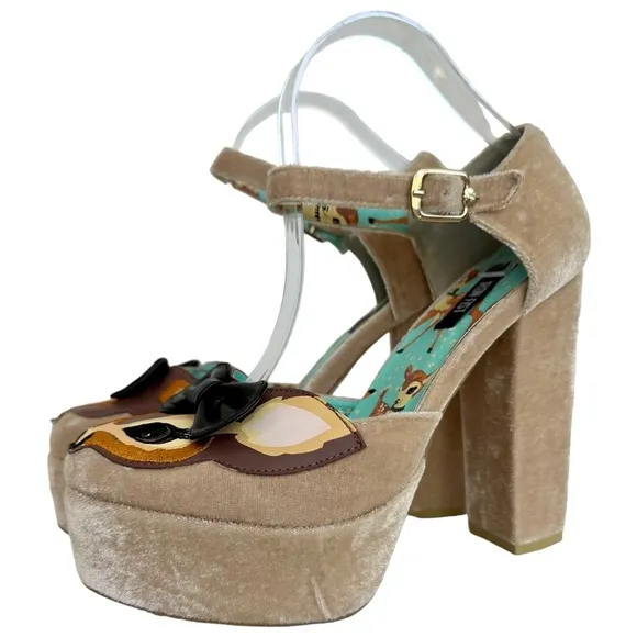 Iron Fist Deer Me Bambi Platform Block Heels Velvet Size 11