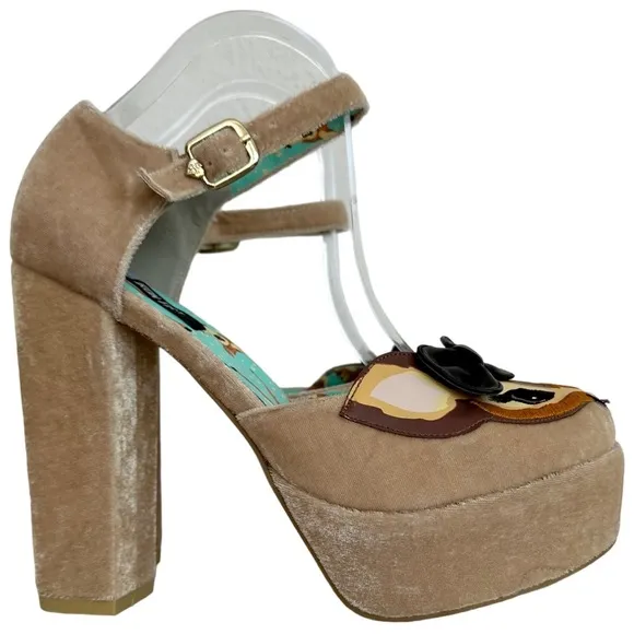 Iron Fist Deer Me Bambi Platform Block Heels Velvet Size 11
