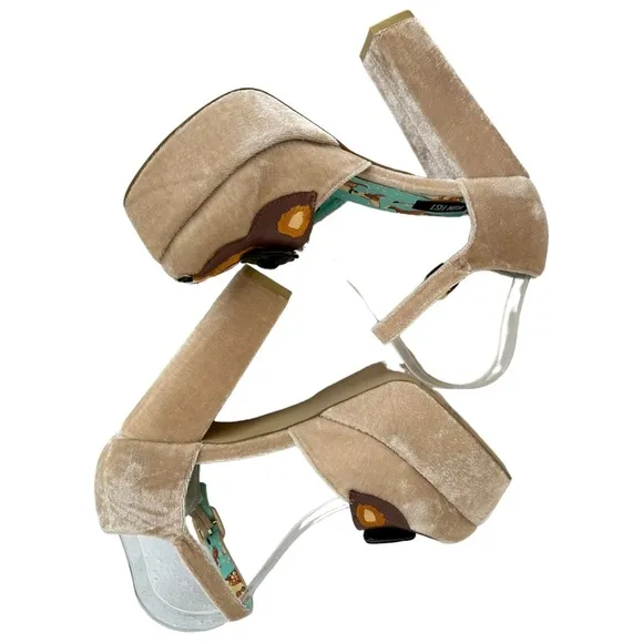 Iron Fist Deer Me Bambi Platform Block Heels Velvet Size 11