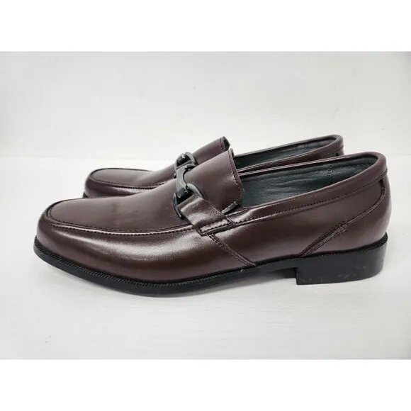 Irvine Park Mens Dress Shoes Size 10.5M Brown Leather Round Toe Slip On Loafer