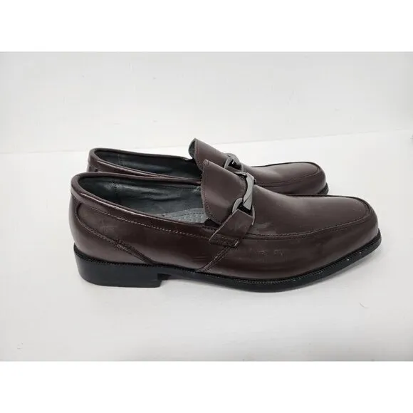 Irvine Park Mens Dress Shoes Size 10.5M Brown Leather Round Toe Slip On Loafer