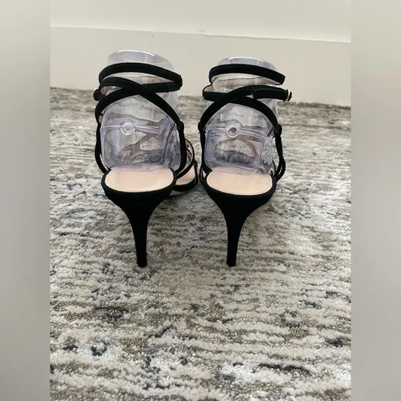 J. Crew Black Suede Leather Ankle‎ Strap Open Toe Strappy Heels size 9