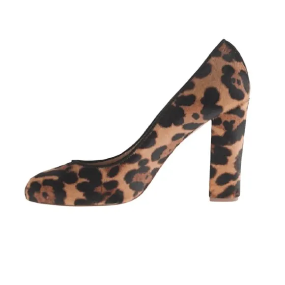J. Crew Collection Stella Leopard Calf Hair Chunky Heels Pumps - 8.5