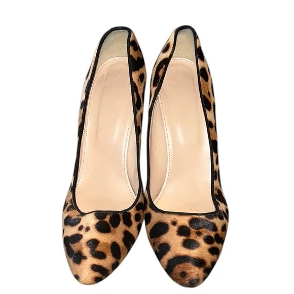 J. Crew Collection Stella Leopard Calf Hair Chunky Heels Pumps - 8.5