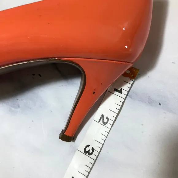 J. Crew Coral Orange Drea Patent Peep Toe Pumps