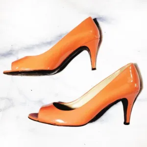 J. Crew Coral Orange Drea Patent Peep Toe Pumps