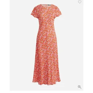 J Crew Dress 8 Womens Short Sleeve Gwyneth Cupro Blend Slip Floral Spring Sheath